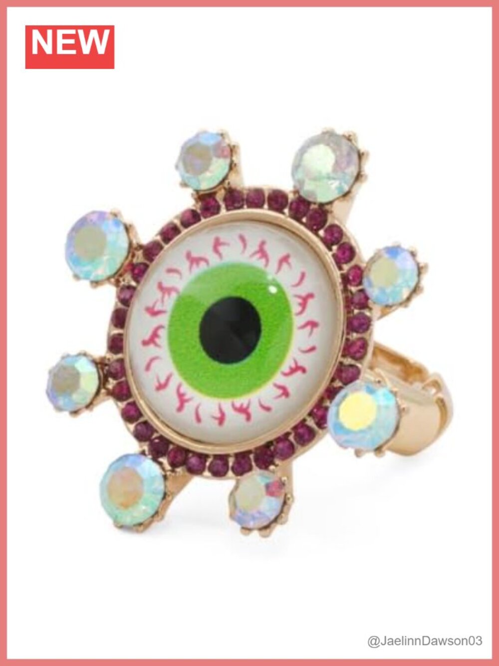 Betsey Johnson Halloween Eyeball Statement Ring Gold-Tone Crystal